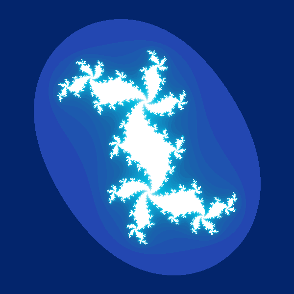 A rendering of the Julia set for the function f(z)=z²+c
 with c = 0.27 - 0.56i. The Julia set is technically the boundary of the central white region.